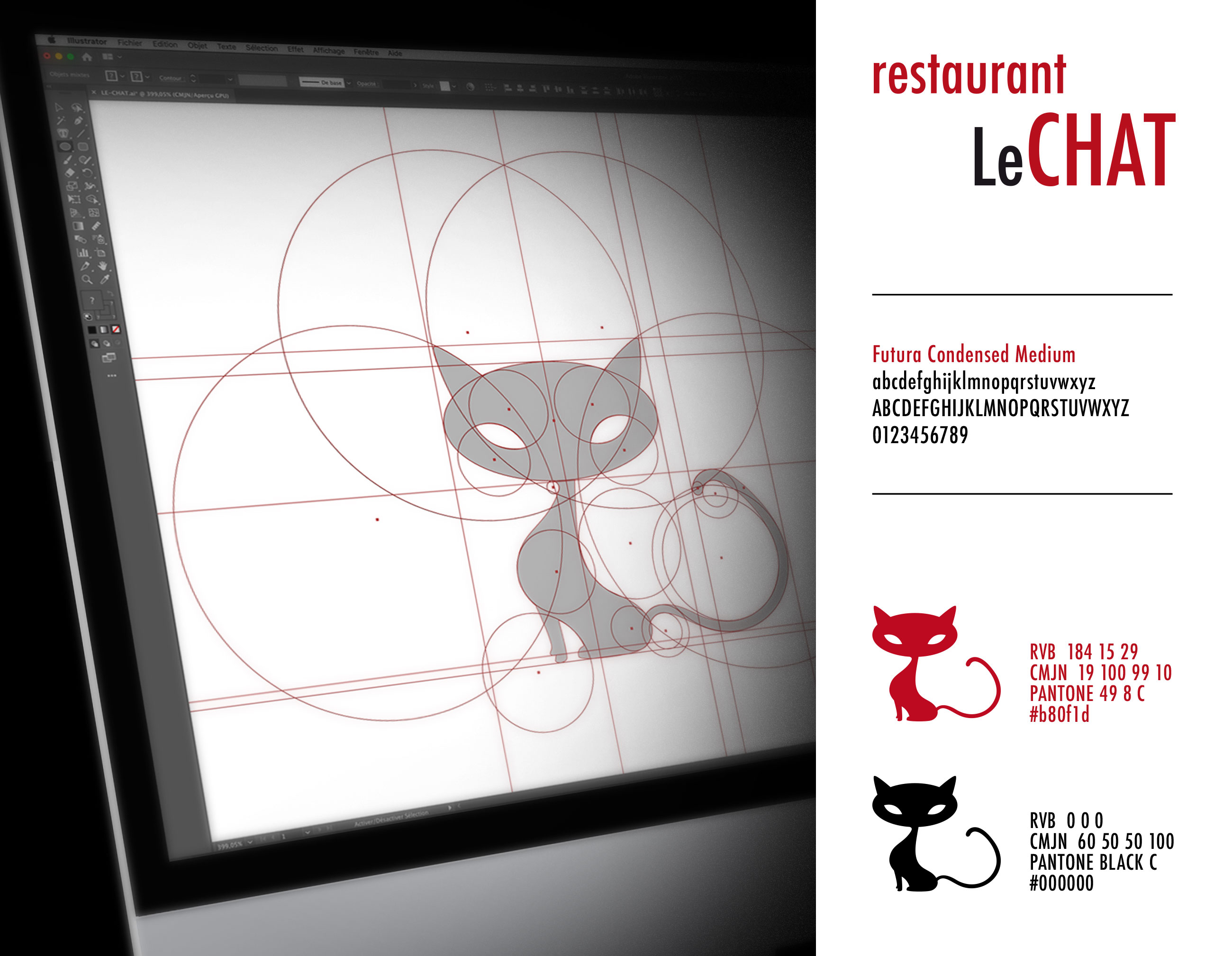 Création charte graphique restaurant Le Chat