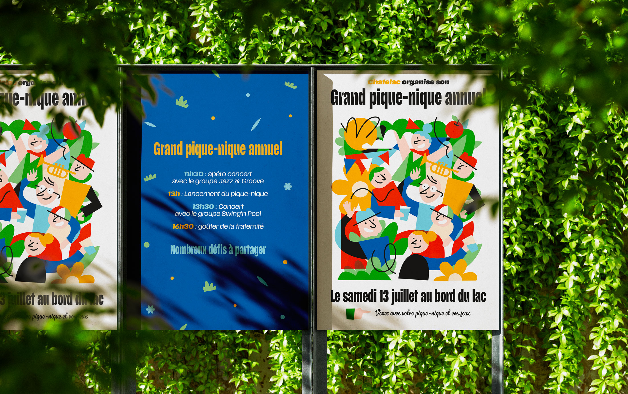 Création affiches pour le Grand Pique-Nique annuel de Chatelac Création affiches pour le Grand Pique-Nique annuel de Chatelac. Nicolas LÉONARD, Graphiste freelance, illustrateur et motion designer.