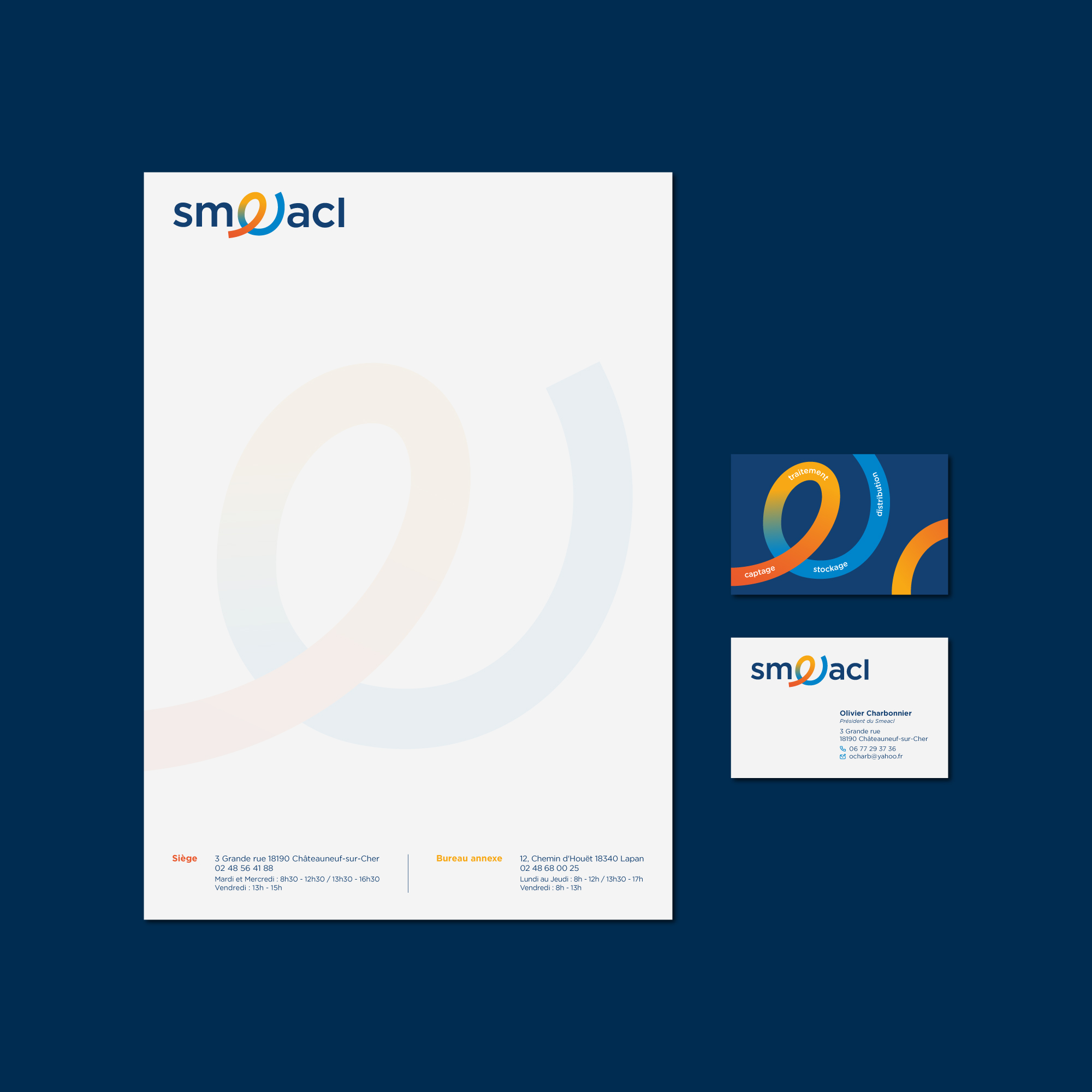 Création papeterie, supports de communication pour SMEACL.