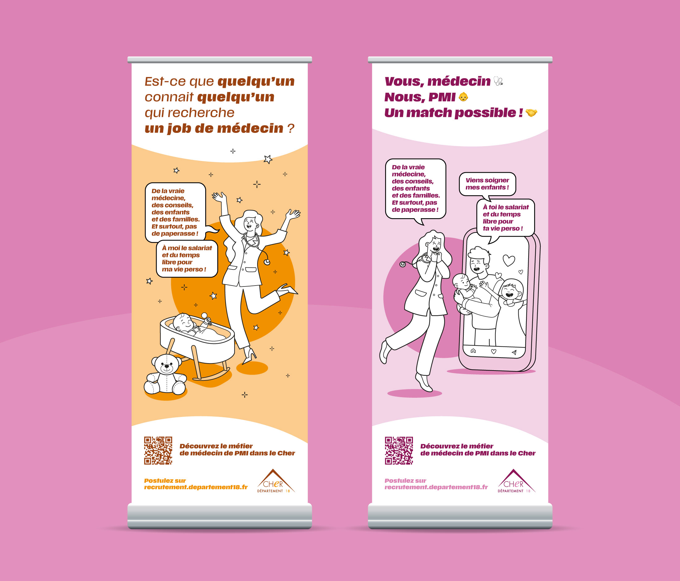 Création illustrations, visuels, flyer, kakémono pour la Campagne de recrutement d'un médecin PMI Création illustrations, visuels, flyer, kakémono pour la Campagne de recrutement d'un médecin PMI