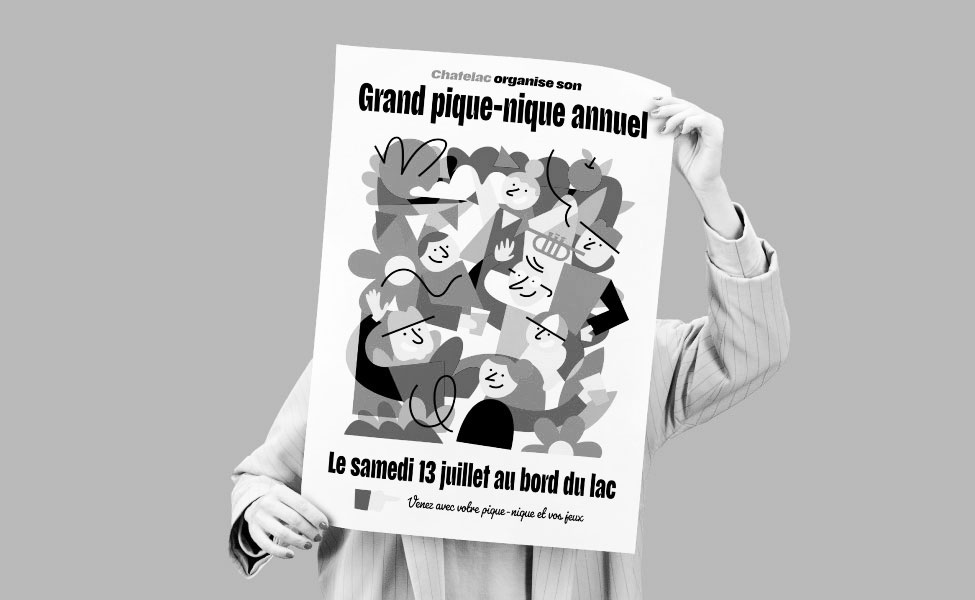 Création illustration, visuel, affiche et flyer pour le Grand Pique-Nique annuel de Chatelac. Création illustration, visuel, affiche et flyer pour le Grand Pique-Nique annuel de Chatelac.